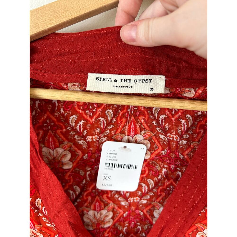 NWT Spell & The Gypsy Women's Red Copper Jewel Soiree Midi Dress Size XS - Picture 8 of 8
